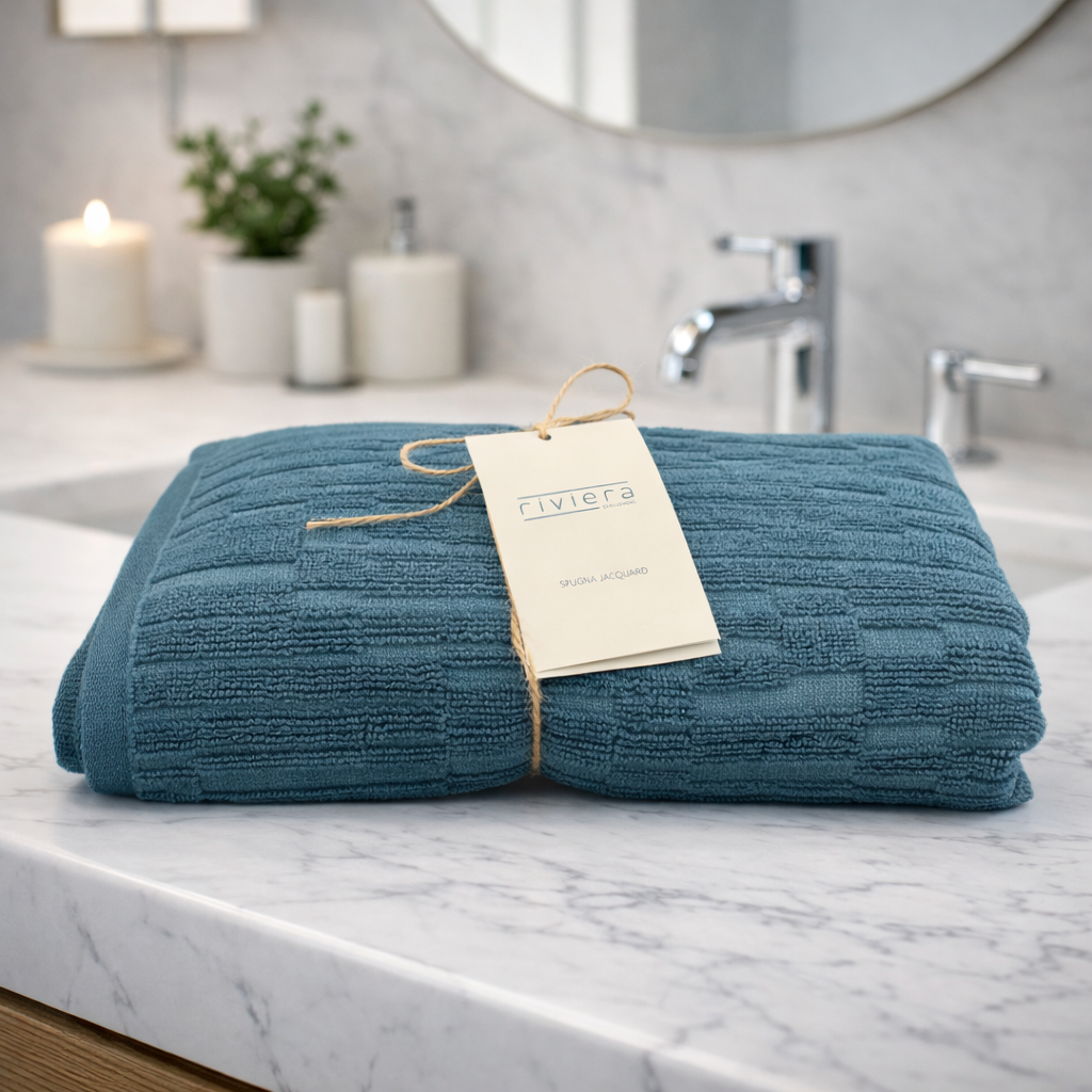 Set Asciugamani Viso e Ospite Riviera Sorku in Spugna Jacquard 100% Cotone