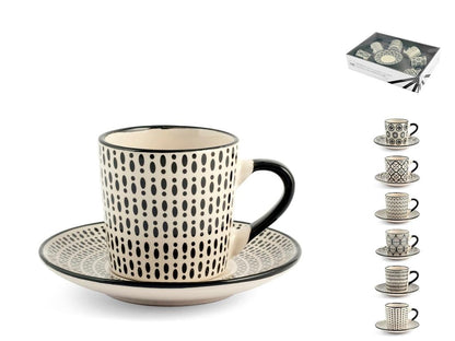 Set 6 Tazzine Caffe Vhera H&H 90cc con Piattino in Stonewear