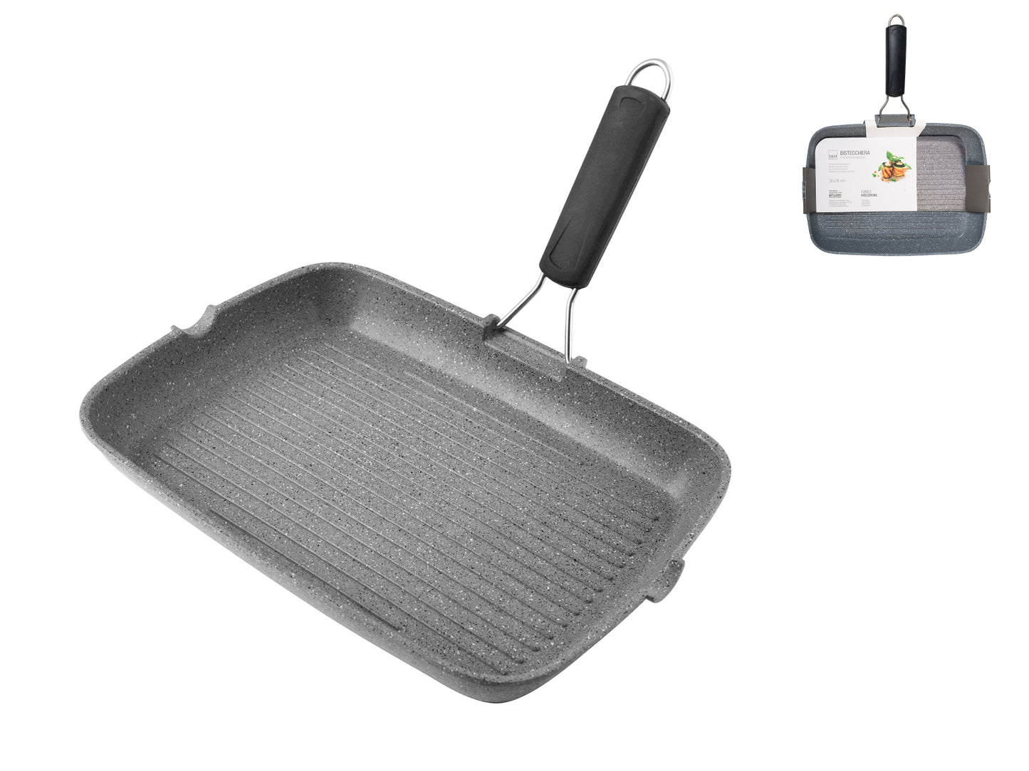 Bistecchiera Stone 36x26 H&H Antiaderente Effetto Pietra per Grigliate Perfette