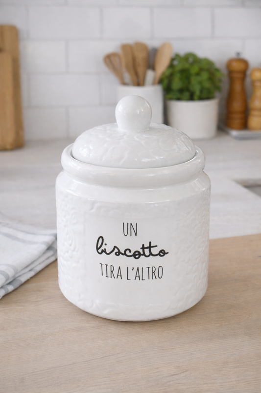 Barattolo in Ceramica con Coperchio ø15 cm | Porta Biscotti da Cucina