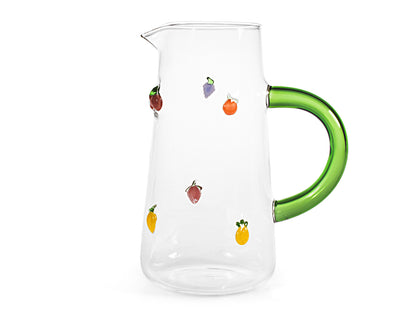 Caraffa H&H in Vetro Borosilicato 1.6 Lt con Decorazione Frutta | Manico Verde