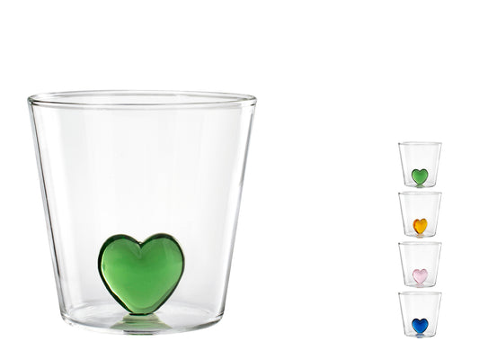 Set 4 Bicchieri Borosilicato Miniatura Cuore 300 Cc