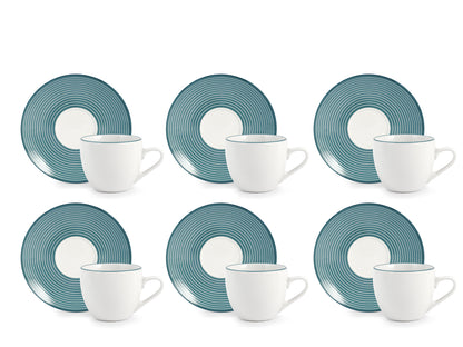 Set 6 Tazzine Caffe H&H Echo con Piattino in Porcellana 90cc