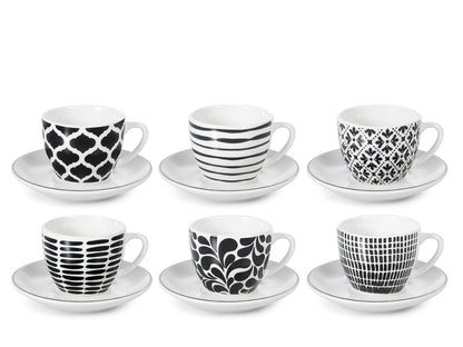Set 6 Tazzine Caffè H&H Mirage 110cc con Piattino in Porcellana