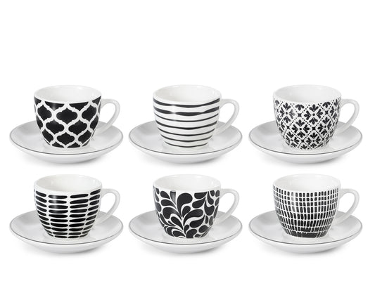 Set 6 Tazzine Caffè H&H Mirage 110cc con Piattino in Porcellana