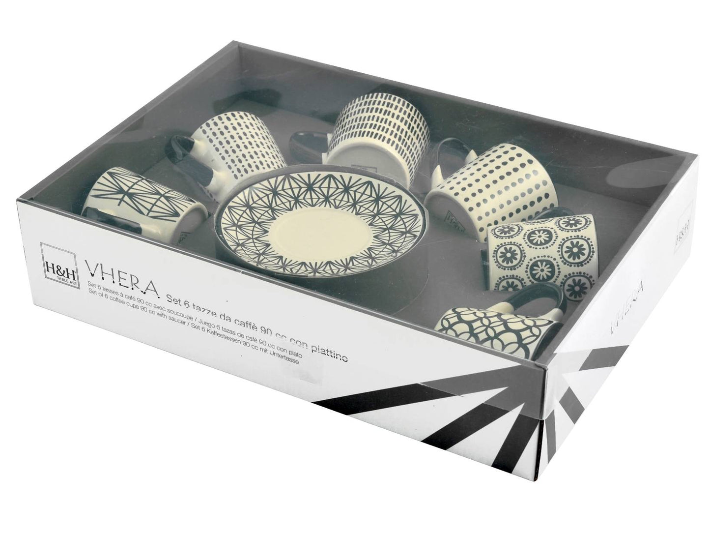 Set 6 Tazzine Caffe Vhera H&H 90cc con Piattino in Stonewear