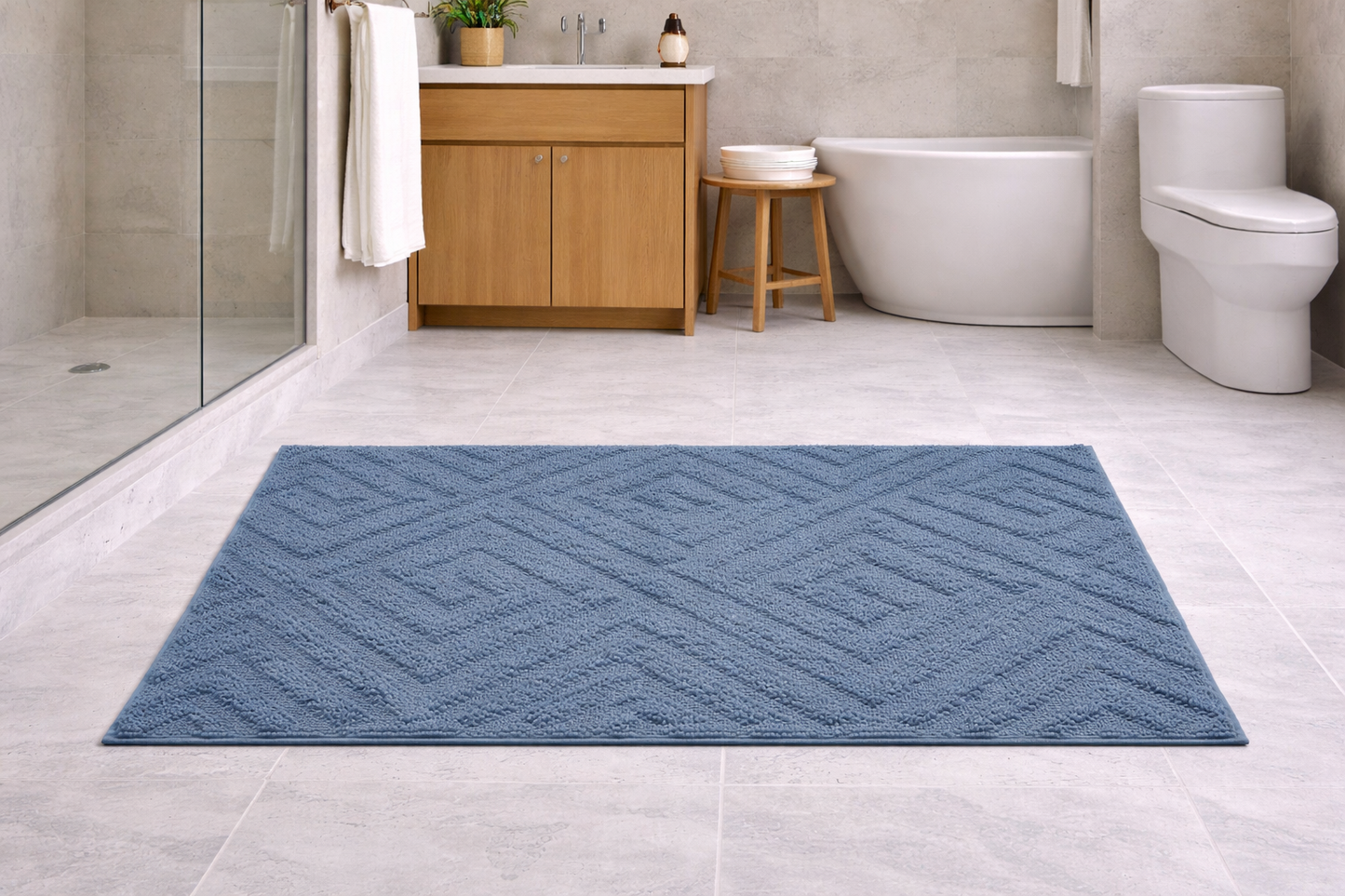 Tappeto Bagno Antiscivolo Geometrico Fancy Home Morbido e Super Assorbente