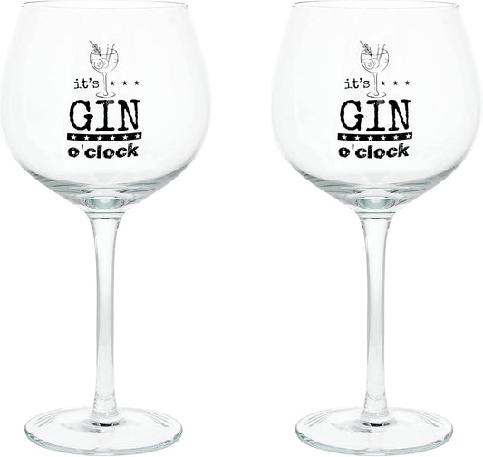 Set 2 Calici 580cc Tognana in Vetro con Frase It's Gin o'clock