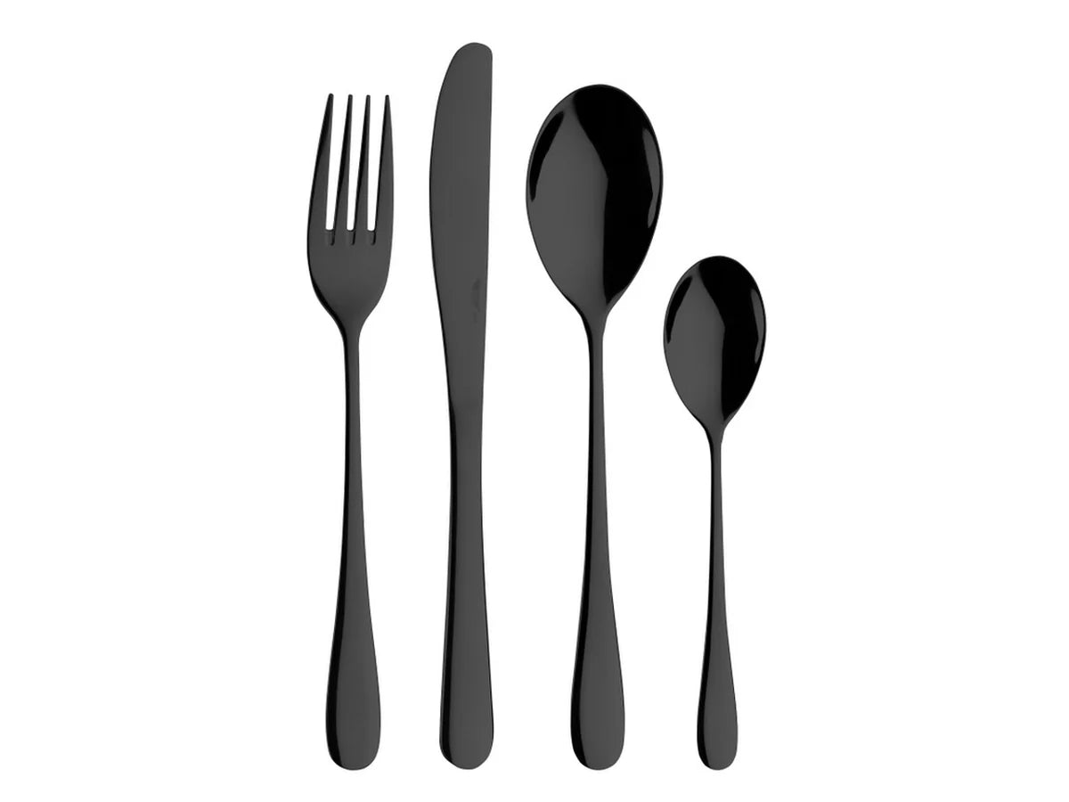 Set Posate Nere Royal 24 Pezzi - Prima Collection | Acciaio Inox con Rivestimento PVD