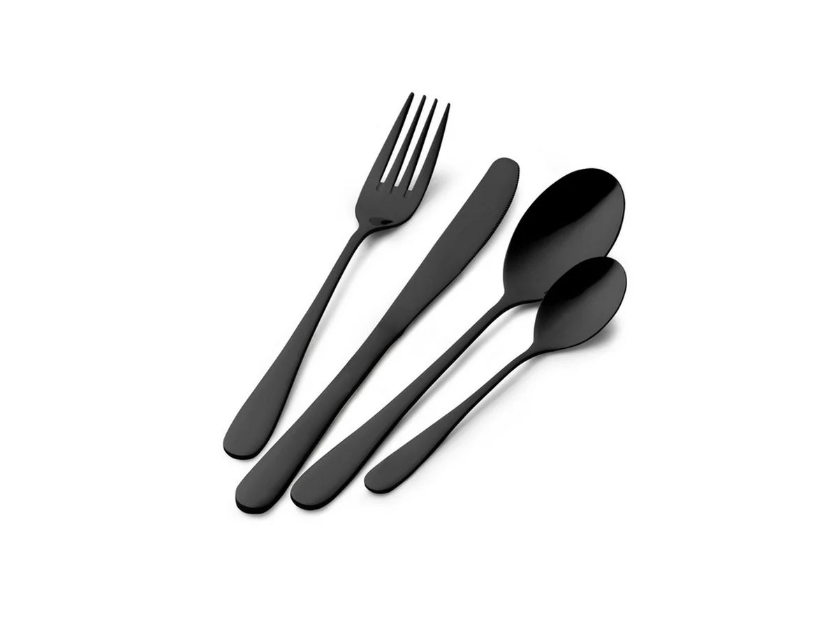Set Posate Nere Royal 24 Pezzi - Prima Collection | Acciaio Inox con Rivestimento PVD
