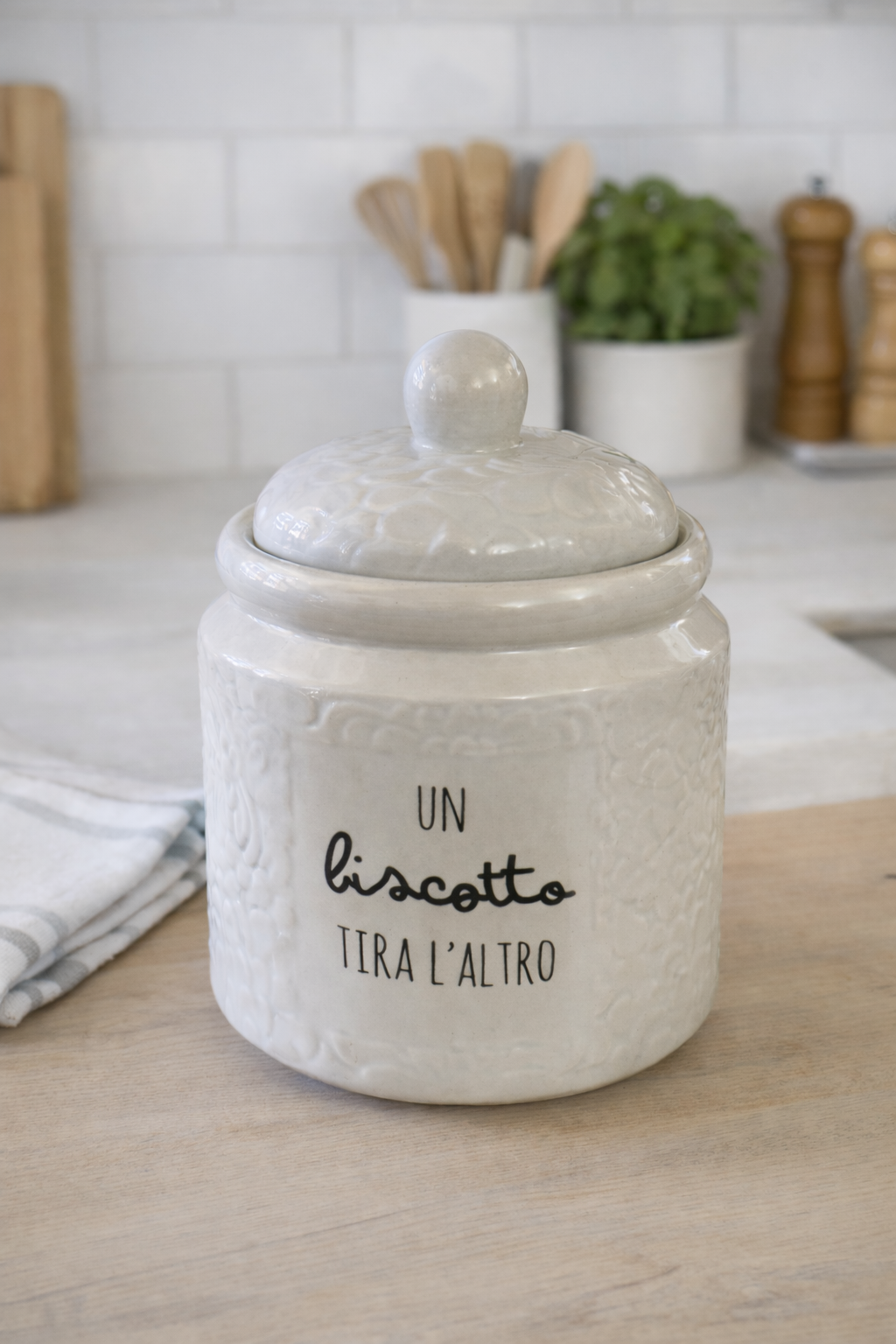 Barattolo in Ceramica con Coperchio ø15 cm | Porta Biscotti da Cucina
