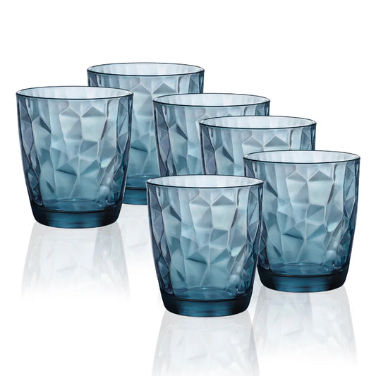 Set 6 Bicchieri Bormioli Diamond Blu 30,5cl in Vetro