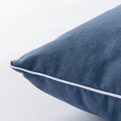 Cuscino Arredo Riviera Pepe 50x50 Blu Denim con Piping | Sfoderabile