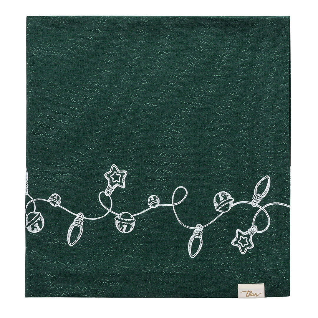THUN Tovaglia Natalizia in Cotone e Lurex Lights Teal