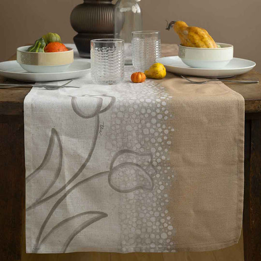 THUN Runner New Elegance Tulips Beige 45x160 cm