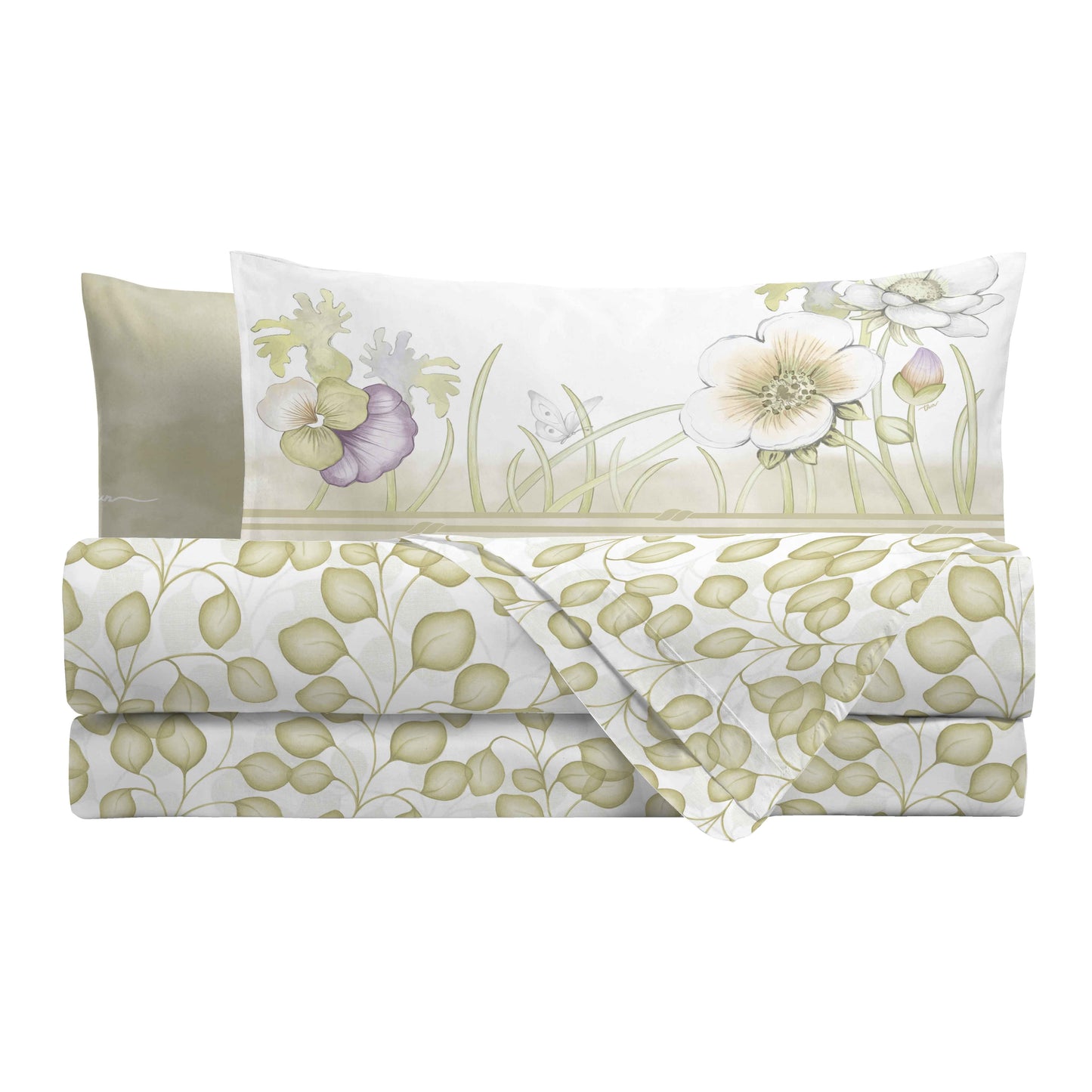 Completo Lenzuola Matrimoniale THUN Bloom 100% Cotone