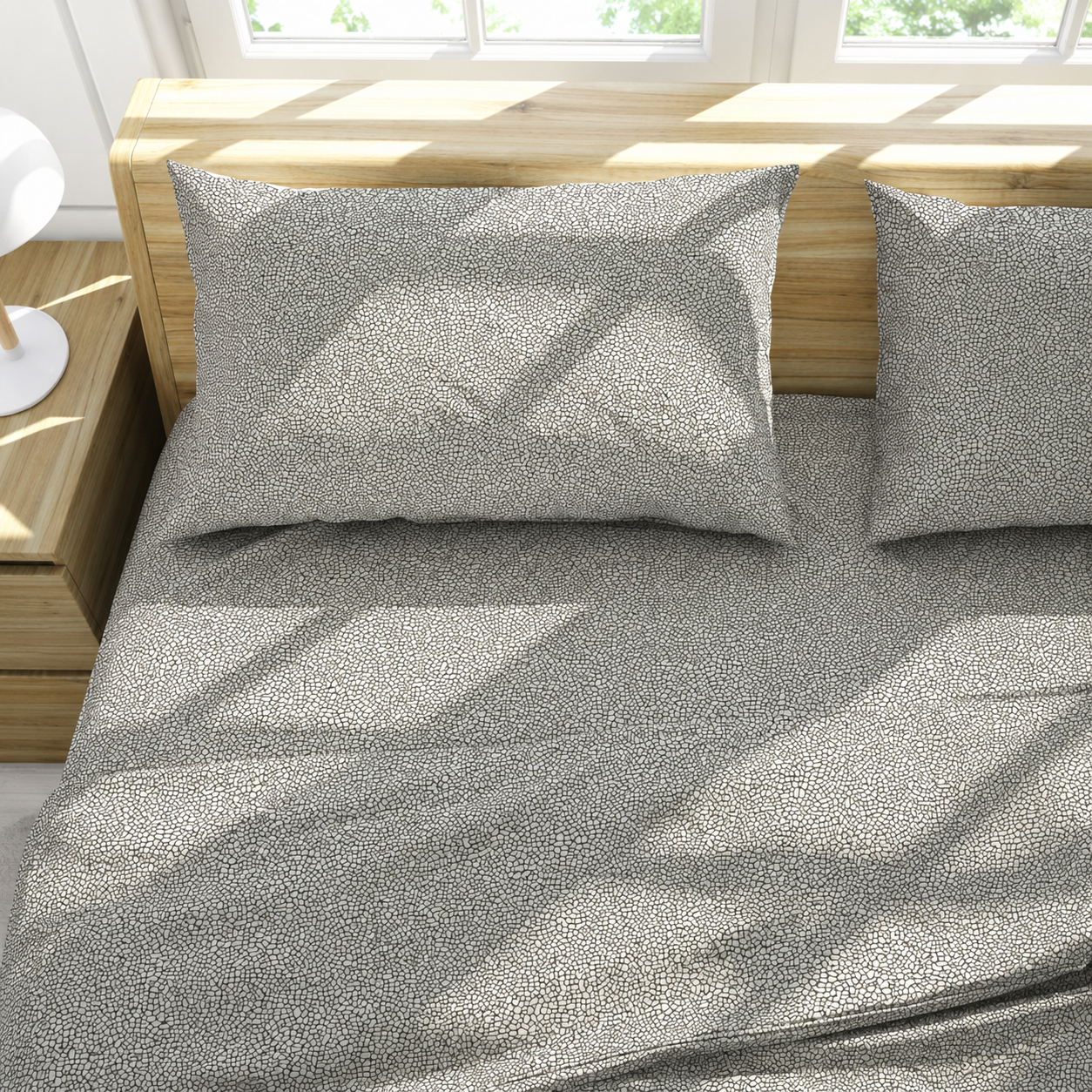 Completo Lenzuola Copriletto Matrimoniale Maxi S&G Blot 100% Cotone