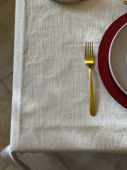 Tovaglia Jacquard Lurex Beige Zambaiti - Elegante e Made in Italy