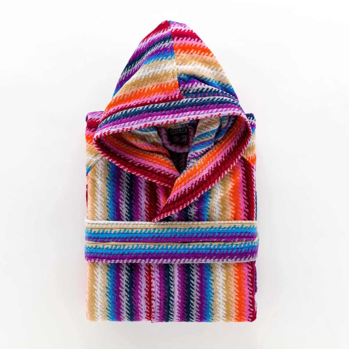 Accappatoio Jacquard Riviera Groovy Wave con Cappuccio in Spugna di Cotone