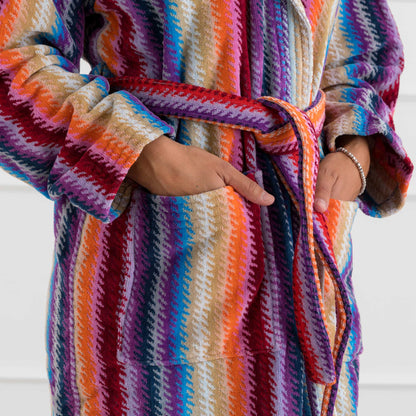 Accappatoio Jacquard Riviera Groovy Wave con Cappuccio in Spugna di Cotone