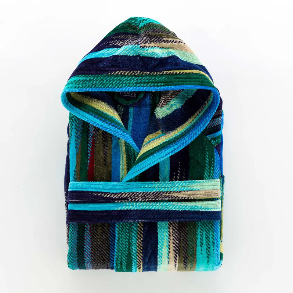 Accappatoio con Cappuccio Riviera Groovy Stripe - Spugna Jacquard Multicolor