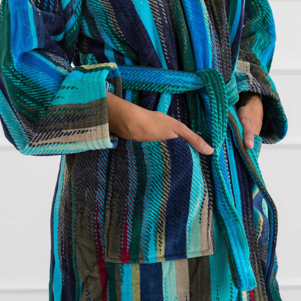 Accappatoio con Cappuccio Riviera Groovy Stripe - Spugna Jacquard Multicolor