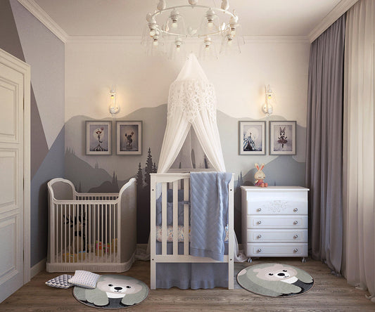 Tappeto Cameretta Bambini Rotondo 80cm Orsetto Morbido Antiscivolo Lavabile