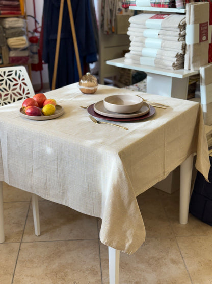 Tovaglia Jacquard Lurex Beige Zambaiti - Elegante e Made in Italy