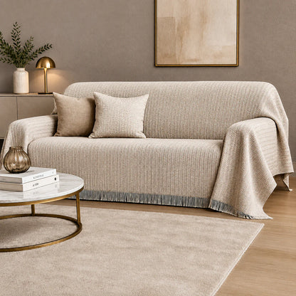 Copriletto Matrimoniale | Copridivano Chevron Laura Blasi 260x260 cm con Frange