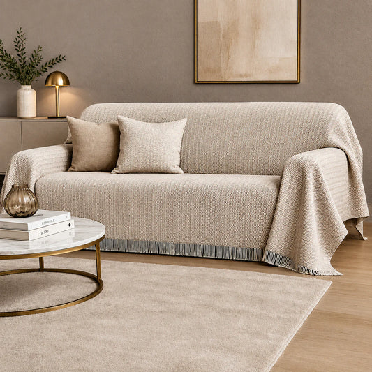 Copriletto Matrimoniale | Copridivano Chevron Laura Blasi 260x260 cm con Frange