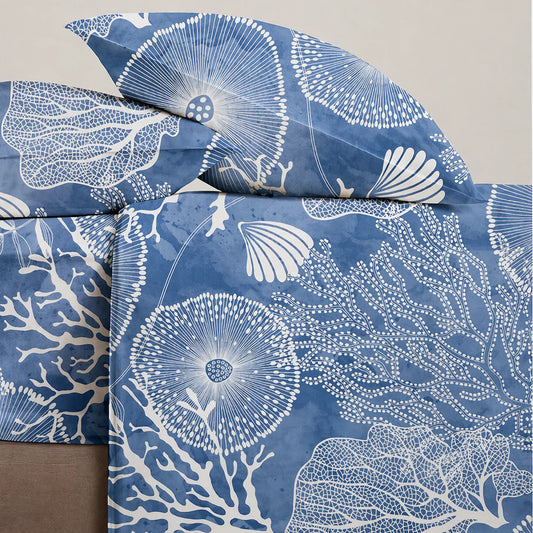 Completo Lenzuola Copriletto Matrimoniale Maxi S&G Koren 100% Cotone