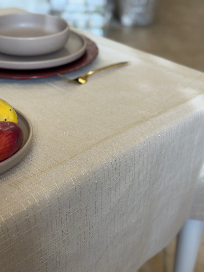 Tovaglia Jacquard Lurex Beige Zambaiti - Elegante e Made in Italy