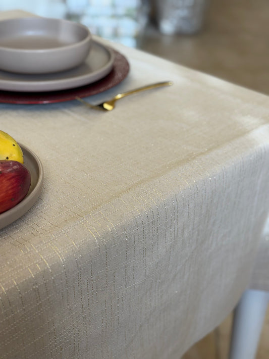 Tovaglia Jacquard Lurex Beige Zambaiti - Elegante e Made in Italy