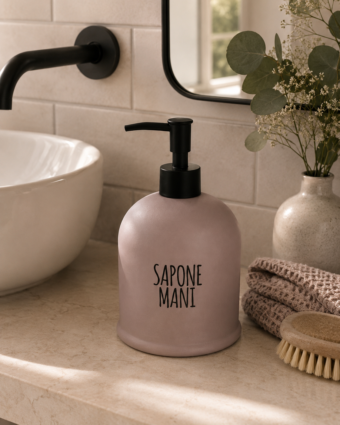 Dispenser in Ceramica "Sapone Mani / Sapone Piatti"