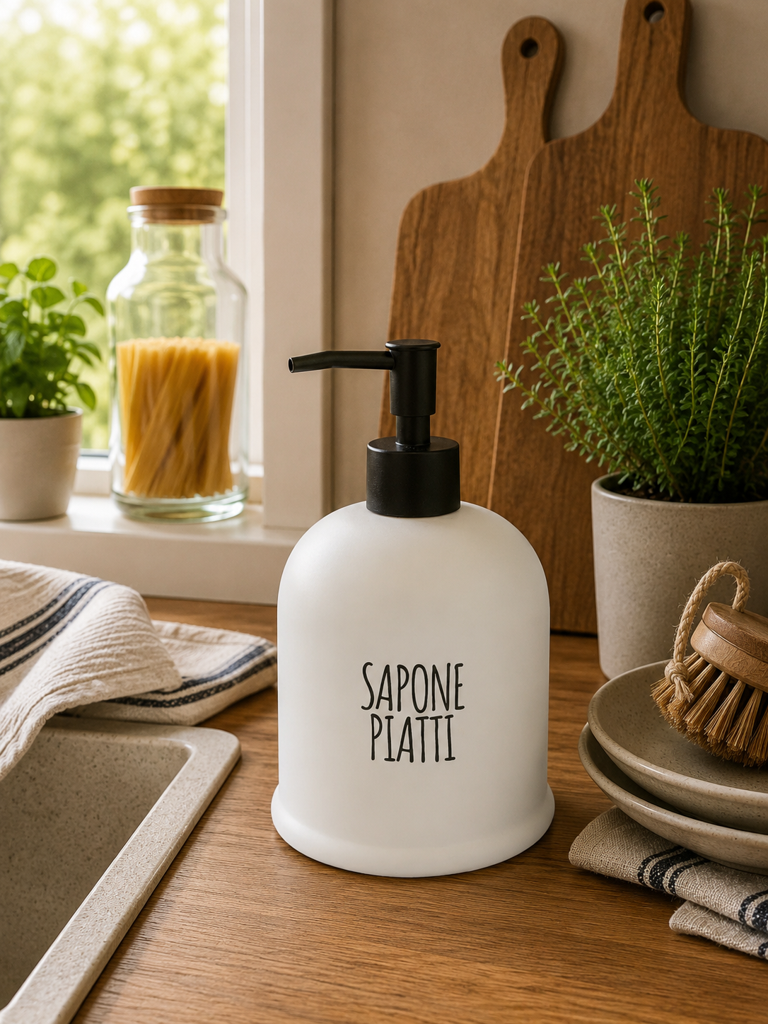 Dispenser in Ceramica "Sapone Mani / Sapone Piatti"