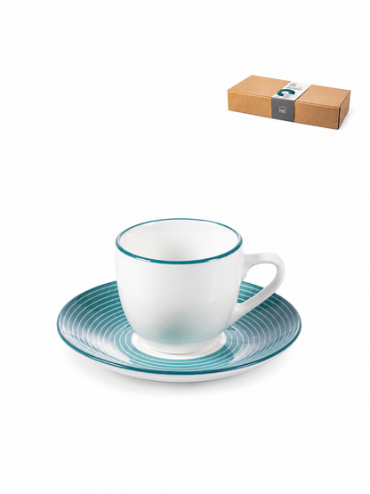 Set 6 Tazzine Caffe H&H Echo con Piattino in Porcellana 90cc