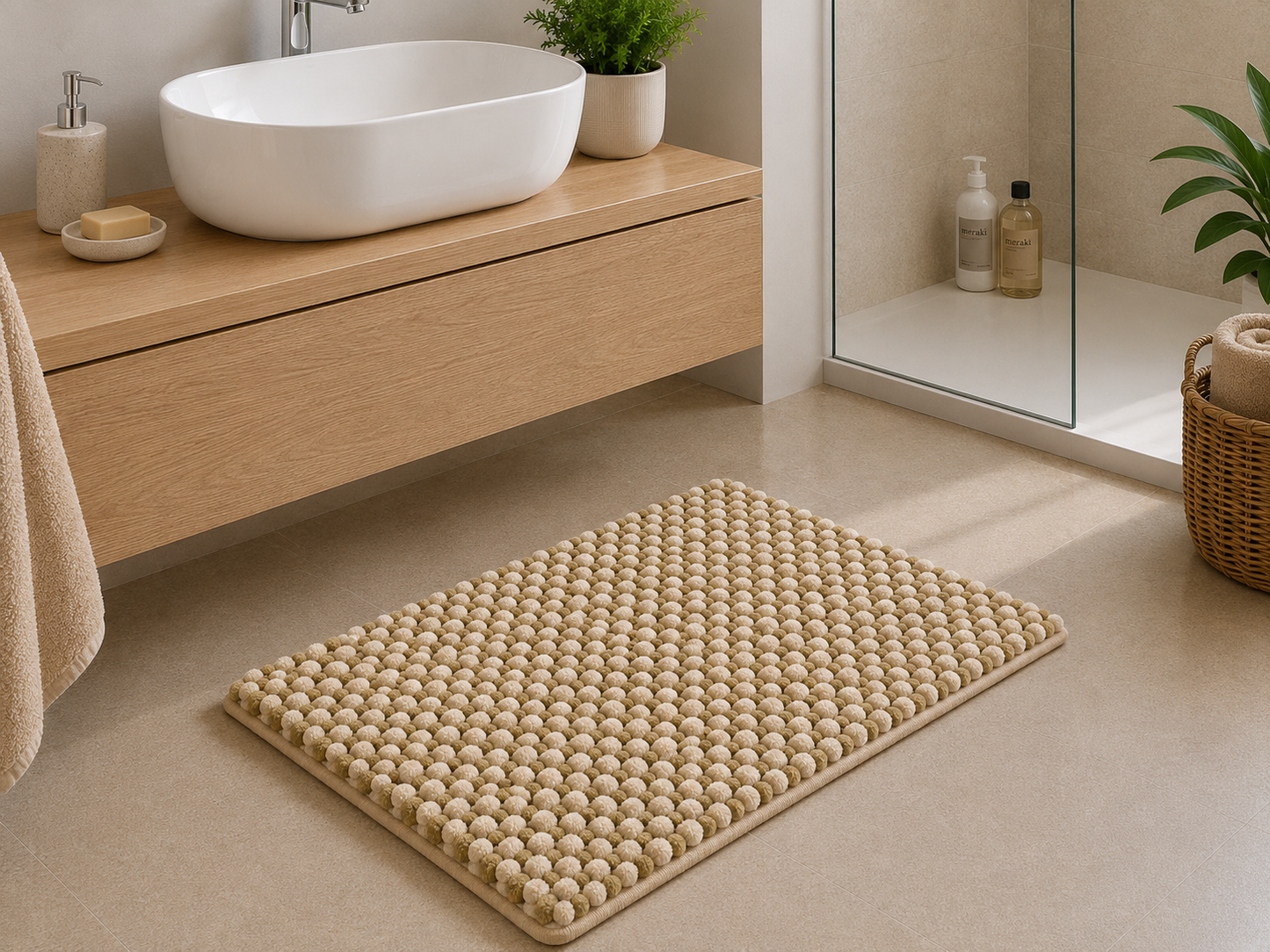 Tappeto Bagno Aisha Bicolore Effetto Ciniglia Antiscivolo | 50x80 e 60x110 cm