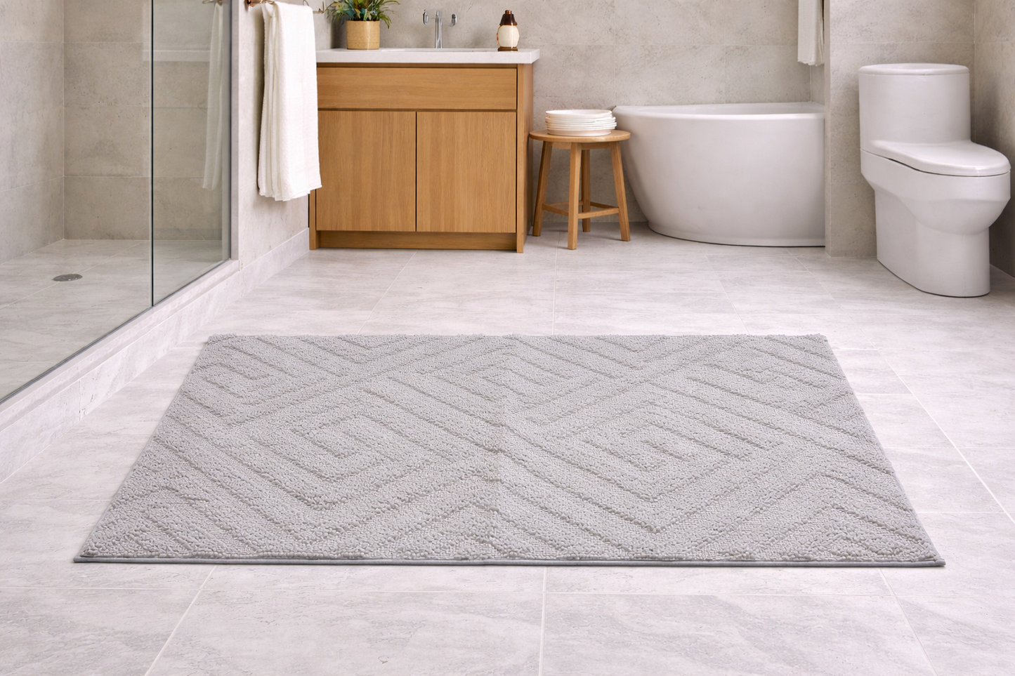 Tappeto Bagno Antiscivolo Geometrico Fancy Home Morbido e Super Assorbente
