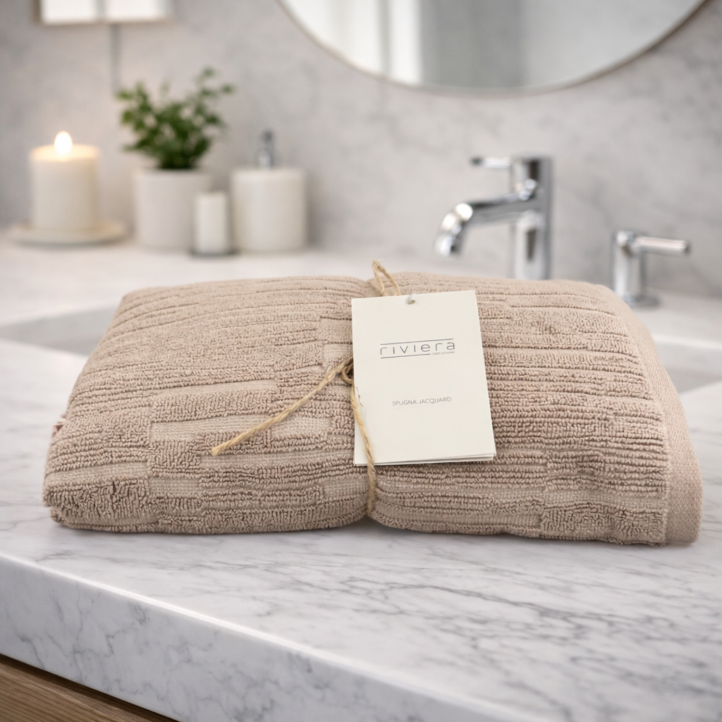 Set Asciugamani Viso e Ospite Riviera Sorku in Spugna Jacquard 100% Cotone