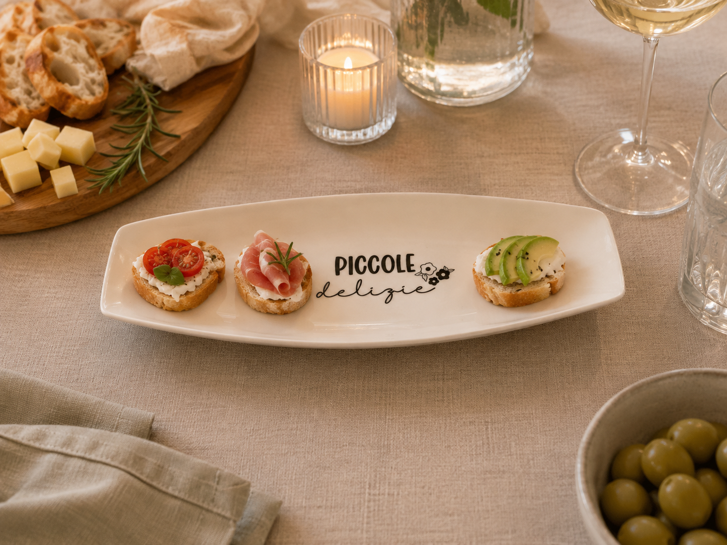 Vassoio in Ceramica "Piccole Delizie" 26,5x11x h 2cm | Aperitivo e Antipasti