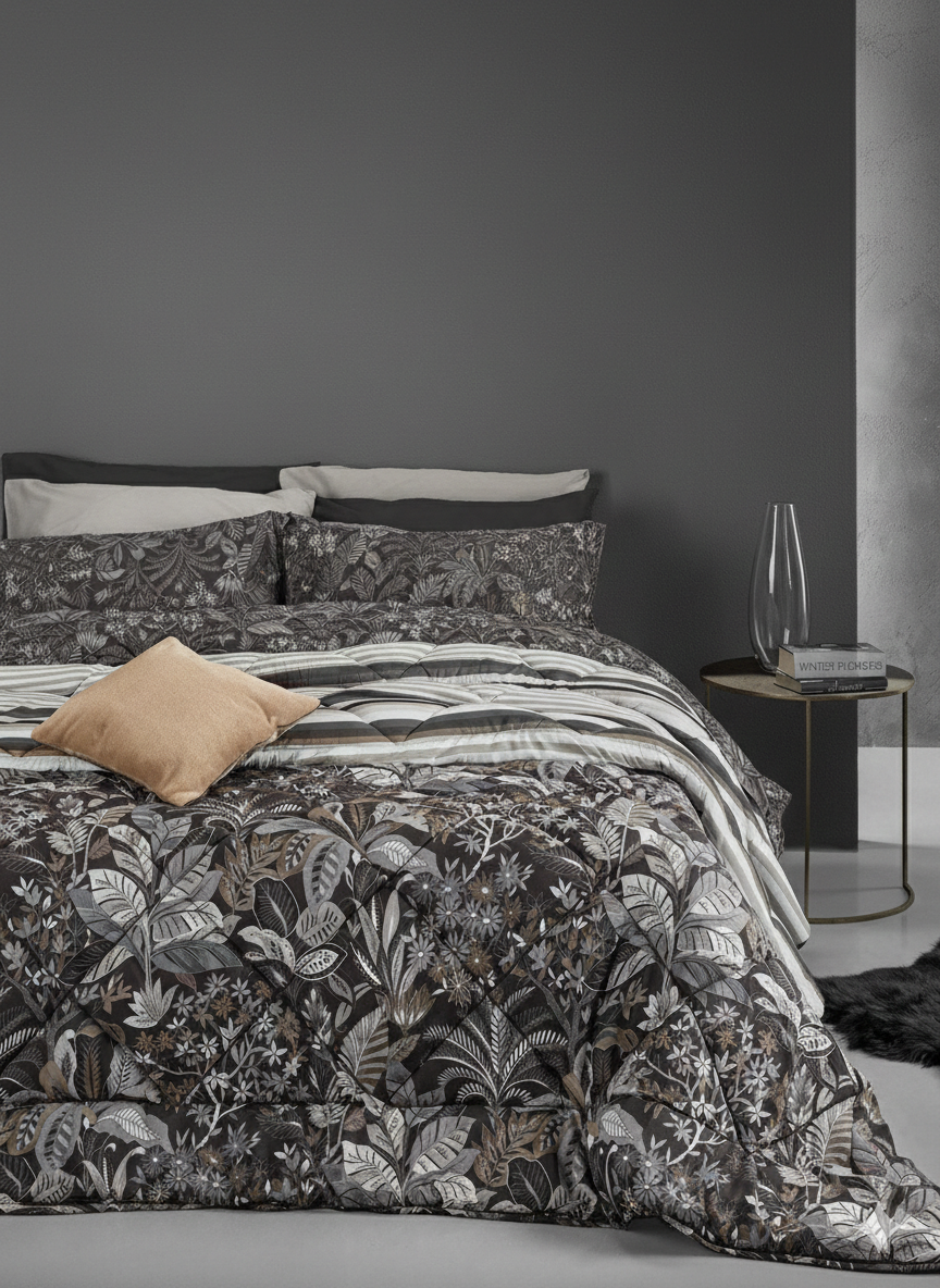 Trapunta Matrimoniale Soffice Thais - Di Maestro Italia - Grigio Scuro (260x260)