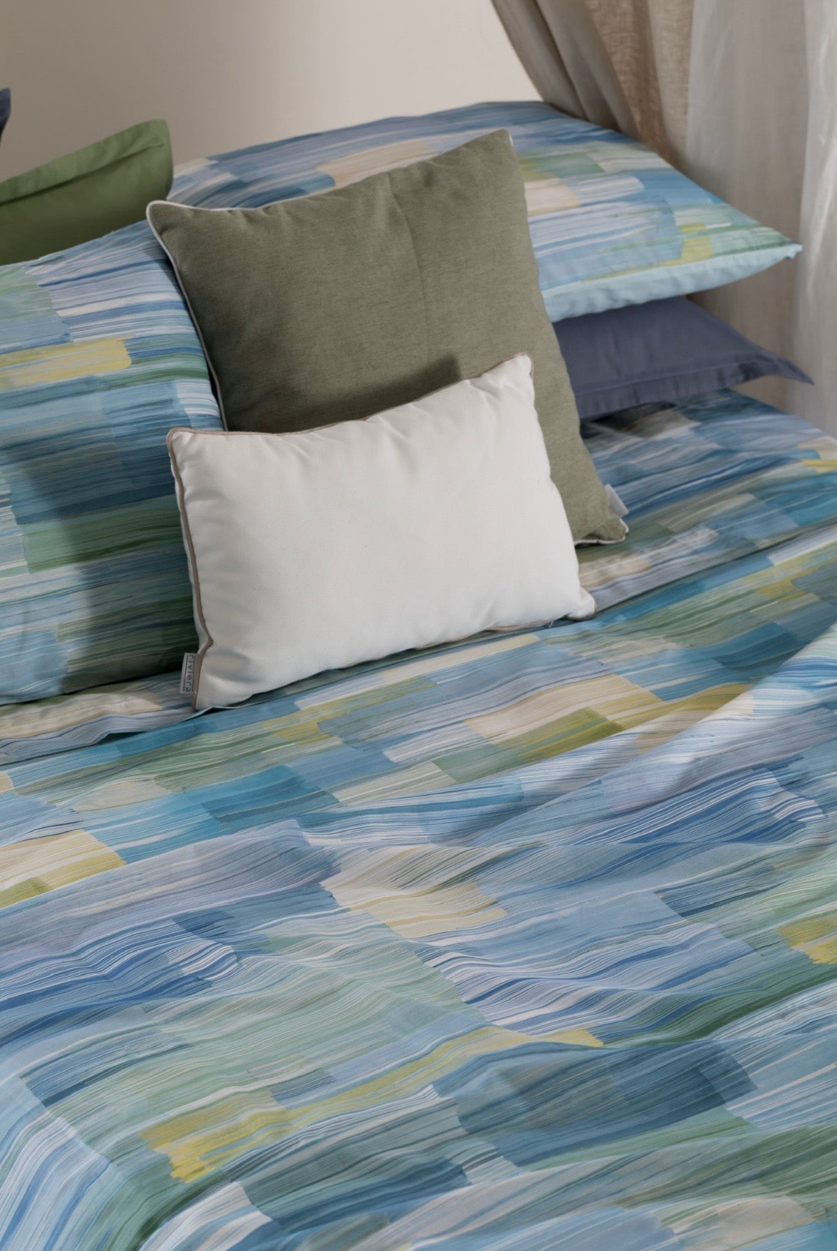 Completo Lenzuola Copriletto Riviera Manjola Matrimoniale in Cotone 100% Made in Italy