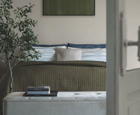 Completo Lenzuola Matrimoniale Di Maestro Ruben in Cotone - Fantasia a Righe Moderne