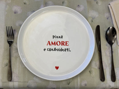 Piatto Pizza in Ceramica ø 30cm con Frasi Divertenti