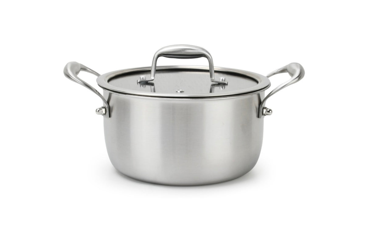 Casseruola Antiaderente H&H Evolution 20 Cm con Coperchio - Acciaio Inox 18/10