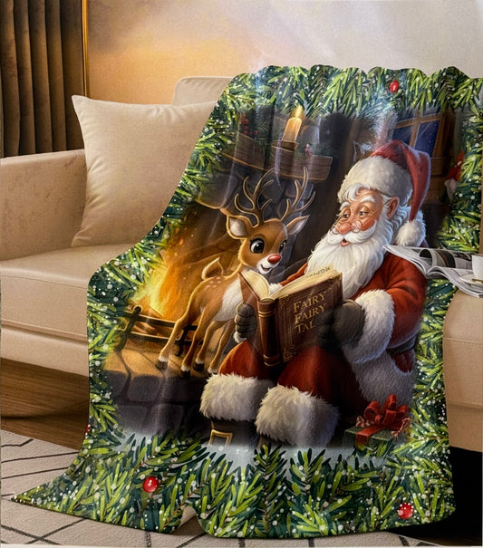 Plaid Natalizio Stampa Digitale Babbo Natale 130x170 Made in Italy