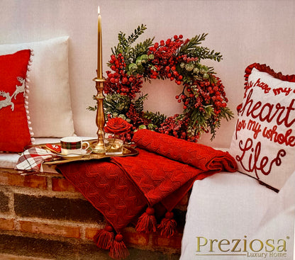 Coperta in Maglia 1600gr con Lavorazione ad Onda e Nappe agli Angoli cm 160x210