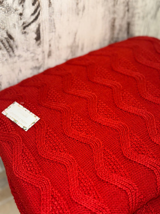 Coperta in Maglia 1600gr con Lavorazione ad Onda e Nappe agli Angoli cm 160x210