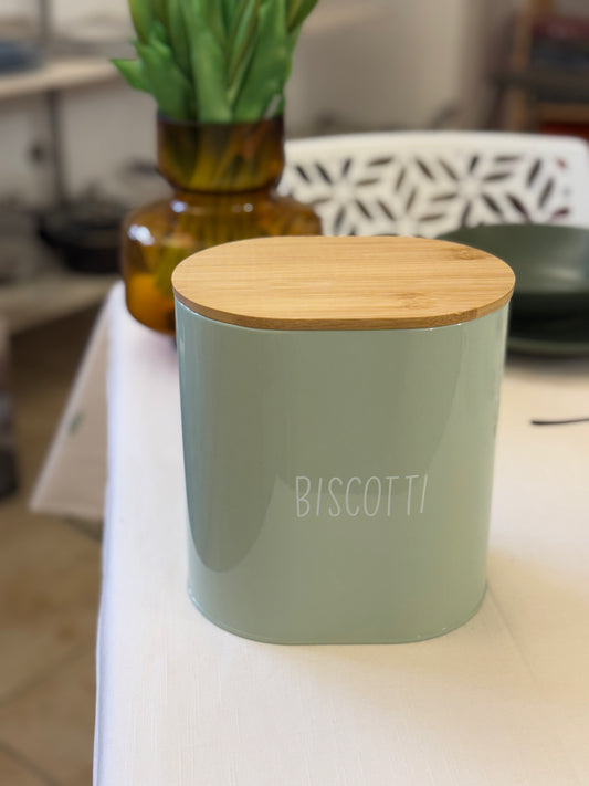 Barattolo Biscotti in Latta con Coperchio in Bamboo