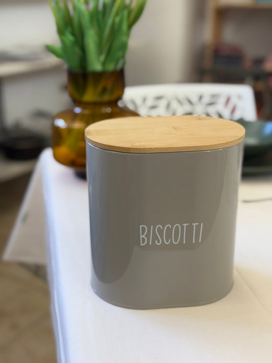 Barattolo Biscotti in Latta con Coperchio in Bamboo